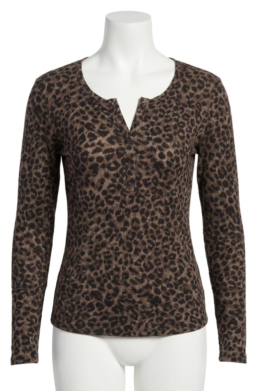 NEW SPLENDID leo forever henley top in leopard